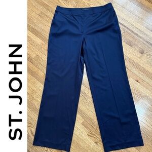 ST. JOHN Lightweight Wool Wide Leg Dress Trousers Slacks Pants